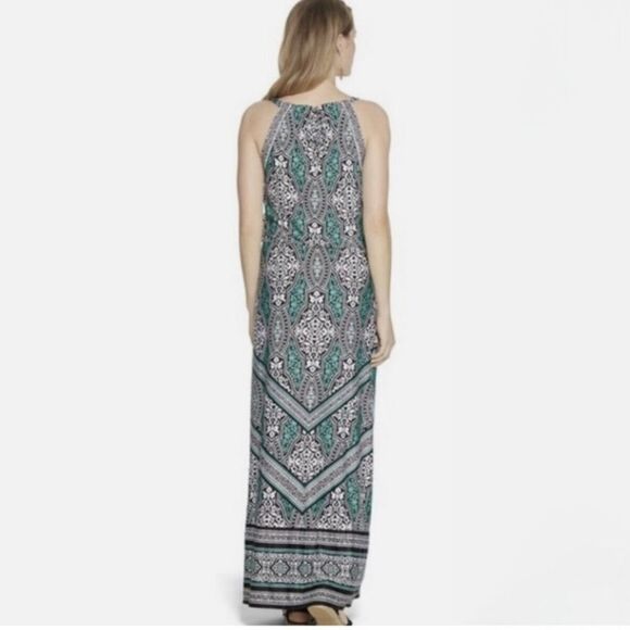 White House Black Market Blue Green Halter Maxi Dress – Size SP (Small Petite) - Picture 3 of 7